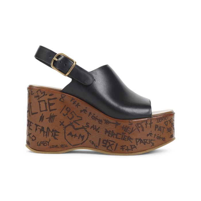 chloe 　クロエ　レザーサンダル ヒール8cm クロエ ウェッジソールサンダル 焦げ茶色 レザー Chloe | UTA