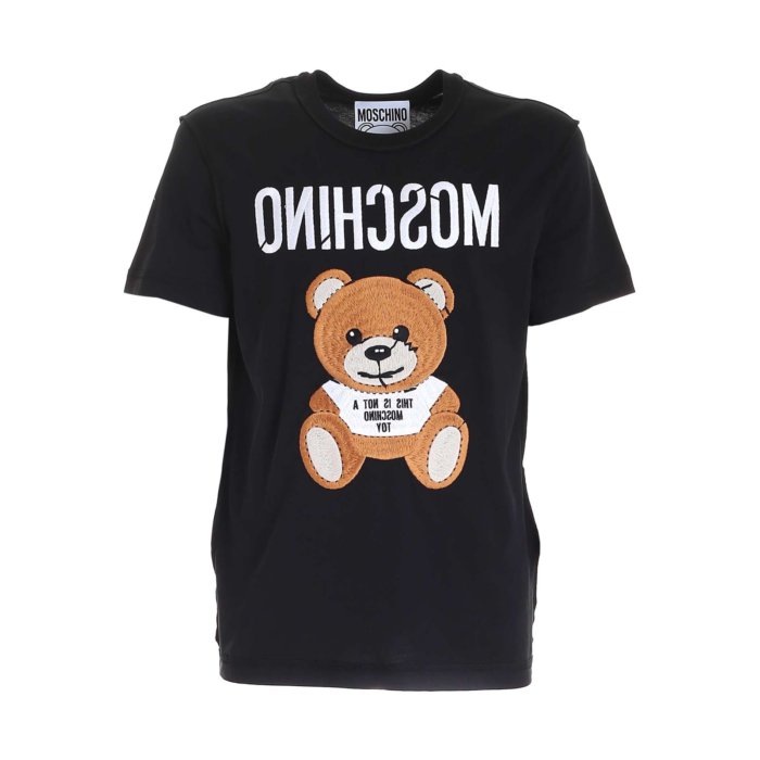 【関税込み】Moschino ブラック ロゴプリント Tシャツ Moschino logo-print Cotton T-shirt | Black | FARFETCH