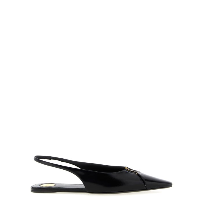 Saint Laurent サンローラン レディース フラットシューズ 800240AAEHI1000 'Babylone' slingbacks Black 371/2 381/2 391/2 36 37 38 39 40 41 37.5 38.5 39.5 【送料無料・関税込】画像