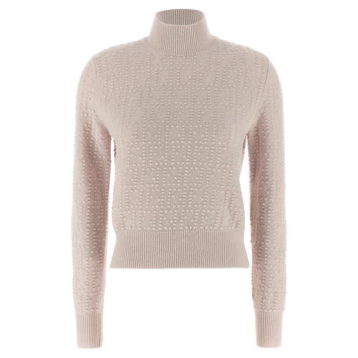 新春　FENDI タートルネック ニット セーター ピンク×ホワイト 総柄 38 新春 FENDI タートルネック ニット セーター ピンク×ホワイト 総柄 38