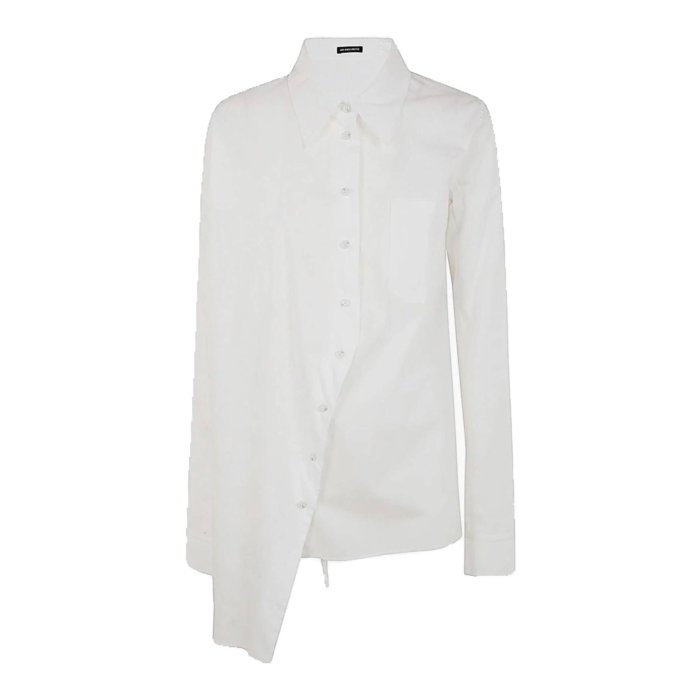 ann demeulemeesterホワイトロングシャツ ウエストリボン付き Ann Demeulemeesterのホワイト Daria ドロップショルダー シャツ