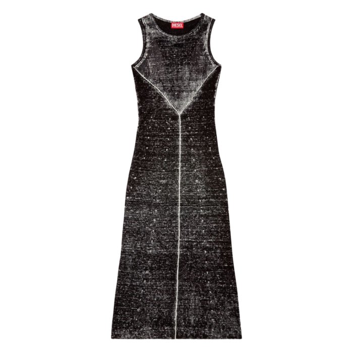 洗練されたデザイン　DIESEL D-Alin-Od ドレス　M A11558 Women's T-shirt dress with embroidered D | Black | Diesel