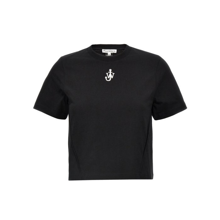 'Anchor embroidery pannelled cropped' T-shirt  T-shirt