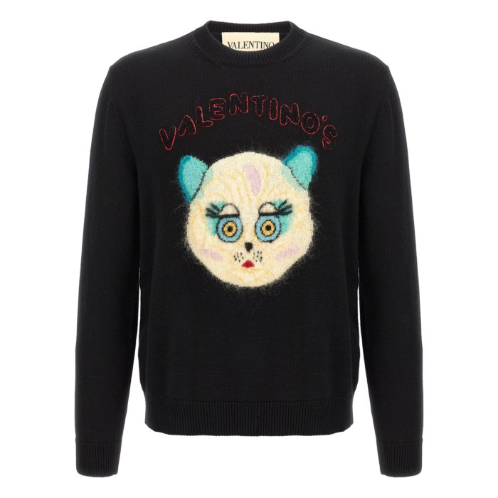 【美品】VALENTINO ヴァレンティノ　マルチカラーロゴ　カシミヤニット 美品】VALENTINO ヴァレンティノ マルチカラーロゴ カシミヤニット