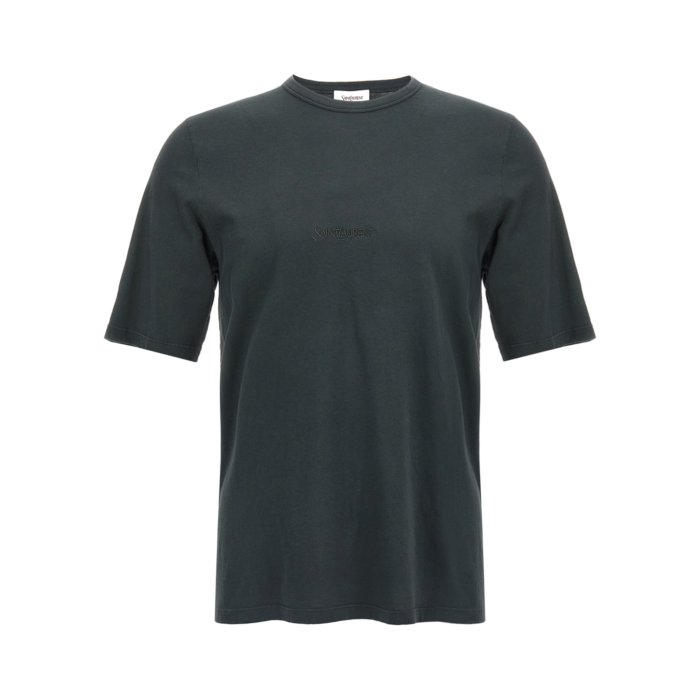 YSL ベロアロゴTシャツ イタリア製 ブラック L 超希少 イヴ・サンローラン ysl 本人期 ベロアロゴ Tシャツ
