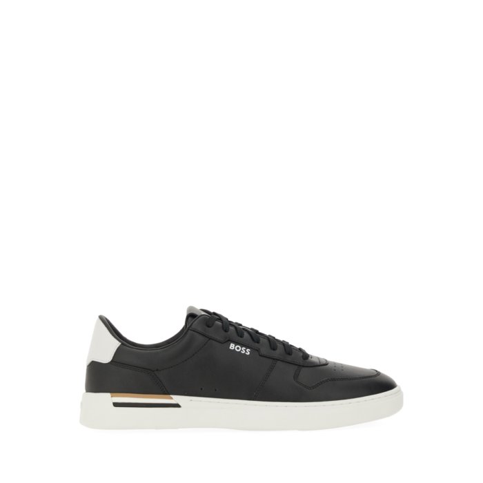 【美品】HUGO BOS ヒューゴボス レザー ローカット スニーカー 黒 42 美品】HUGO BOS ヒューゴボス レザー ローカット スニーカー 黒