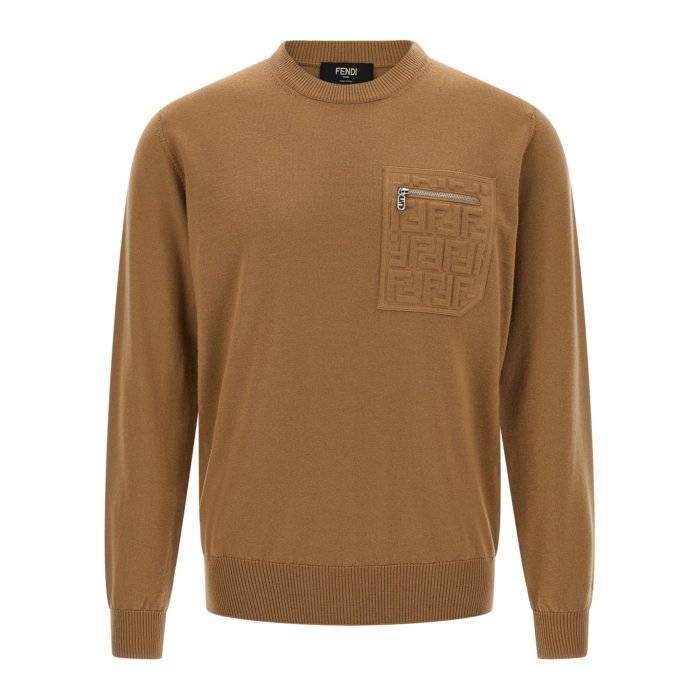 楽天市場】フェンディ FENDI クルーネックニット ブラウン メンズ