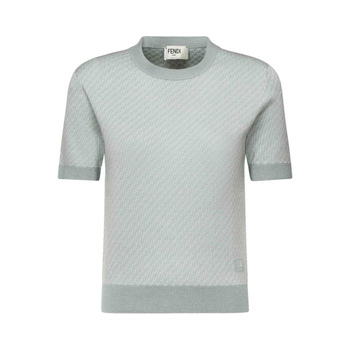 【美品】2021年製 FENDIオーバーサイズ ドッキング Tシャツ カットソー FENDI】フェンディ『メッシュ FFロゴ 半袖Tシャツ sizeXS