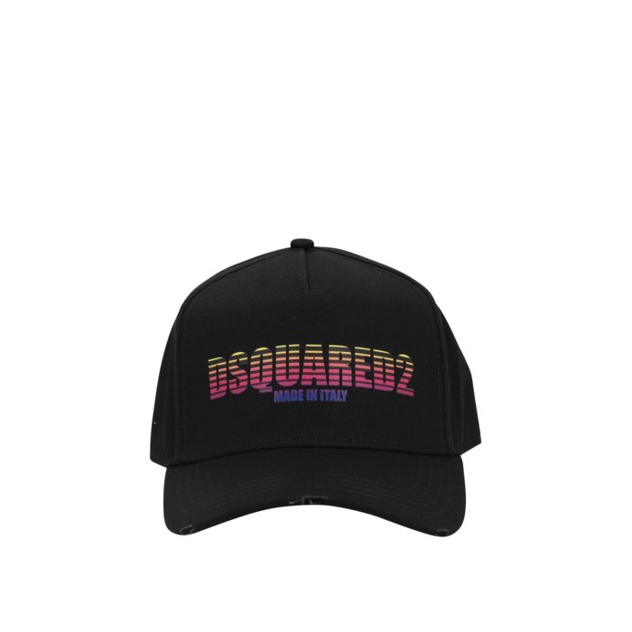 DSQUARED2 ブラック 黒　キャップ DSQUARED2 ディースクエアード ストーン付きブラックキャップ