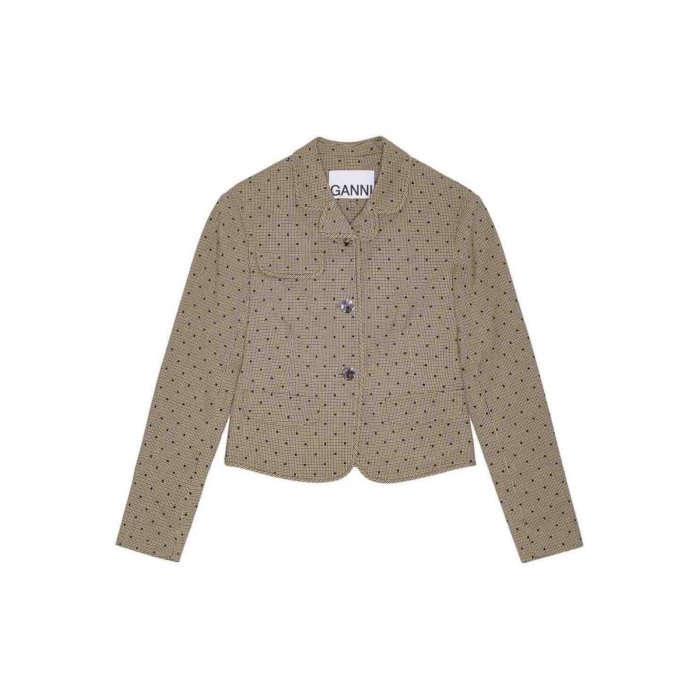 GANNI ベージュ レザーシャツジャケット 楽天市場】GANNI ガニー ジャケット Check Suiting Cropped
