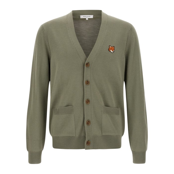 メゾンキツネ カーディガン MAISON KITSUNE メゾンキツネ Vネック カーディガン FOX HEAD INTARSIA