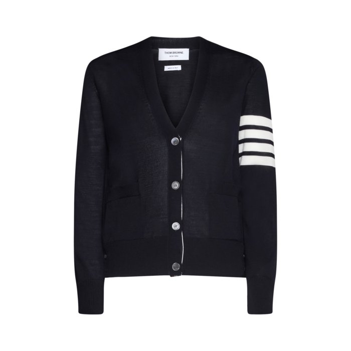 THOM BROWNE ニットカーディガン クラシック カシミヤ 4-BAR Vネック カーディガン | Thom Browne