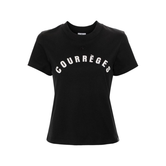 【関税込み】Courreges Tシャツ Courrèges Buckle logo-patch T-shirt | White | FARFETCH