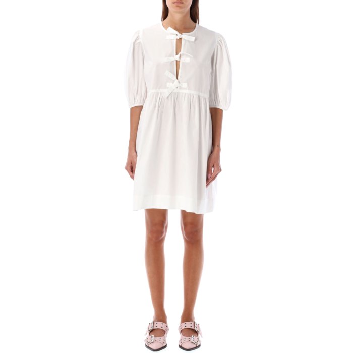 楽天市場】GANNI ガニー ワンピース Stretch Seersucker Gathered Midi