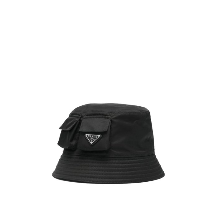 PRADA プラダ テクニカルファブリック バケットハット バケットハット 黒 ブラック Re-Nylon xシアリング バケットハット | PRADA