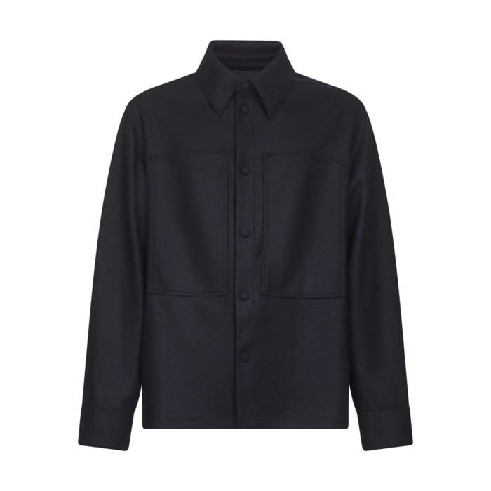 JIL SANDER ブラック レザーシャツ サイズ46 JIL SANDER ジルサンダー / ビスコースシルク レギュラーカラーシャツ