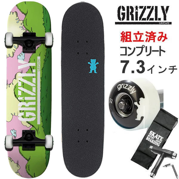 割引価格 GRIZZLY スケボー 子供向け コンプリート スケートボード 7.3インチ グリズリー UP キッズや女性向け AND AWAY  スケートボード・インラインスケート