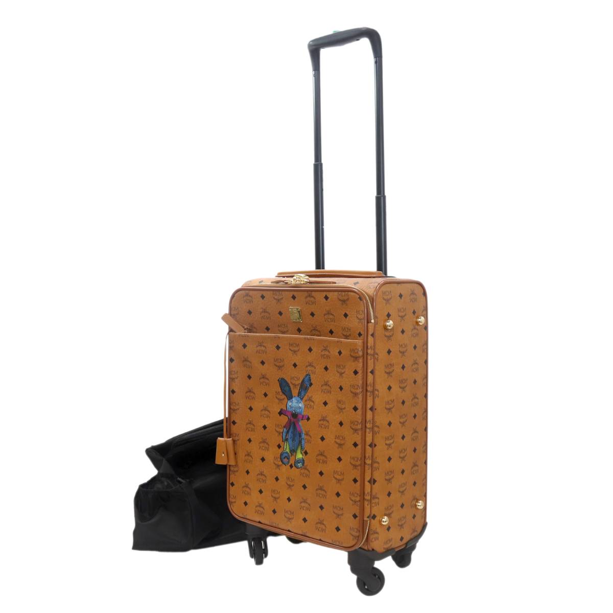 【中古】 MCM/エムシーエム ラビットプリント キャリーケース ブラウン カバー、カデナ、鍵×2 ES Aランク
