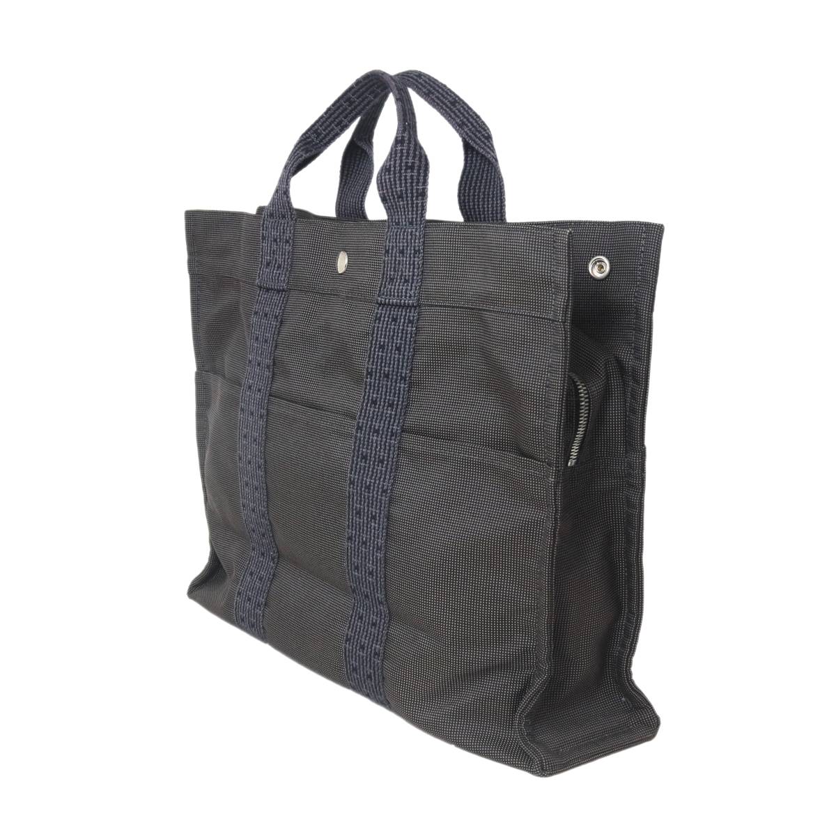 【中古】 HERMES / エルメス エールラインMM トートバッグ グレー ナイロン ES　Bランク