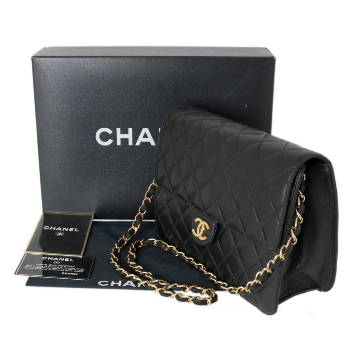 【中古】 CHANEL シャネル マトラッセ チェーンショルダーバッグ 97年代ヴィンテージ ラムスキン ブラック×金具ゴールド A03569  4858317 Gカード、箱、袋 NT Bランク | ブランドショップ　リバース