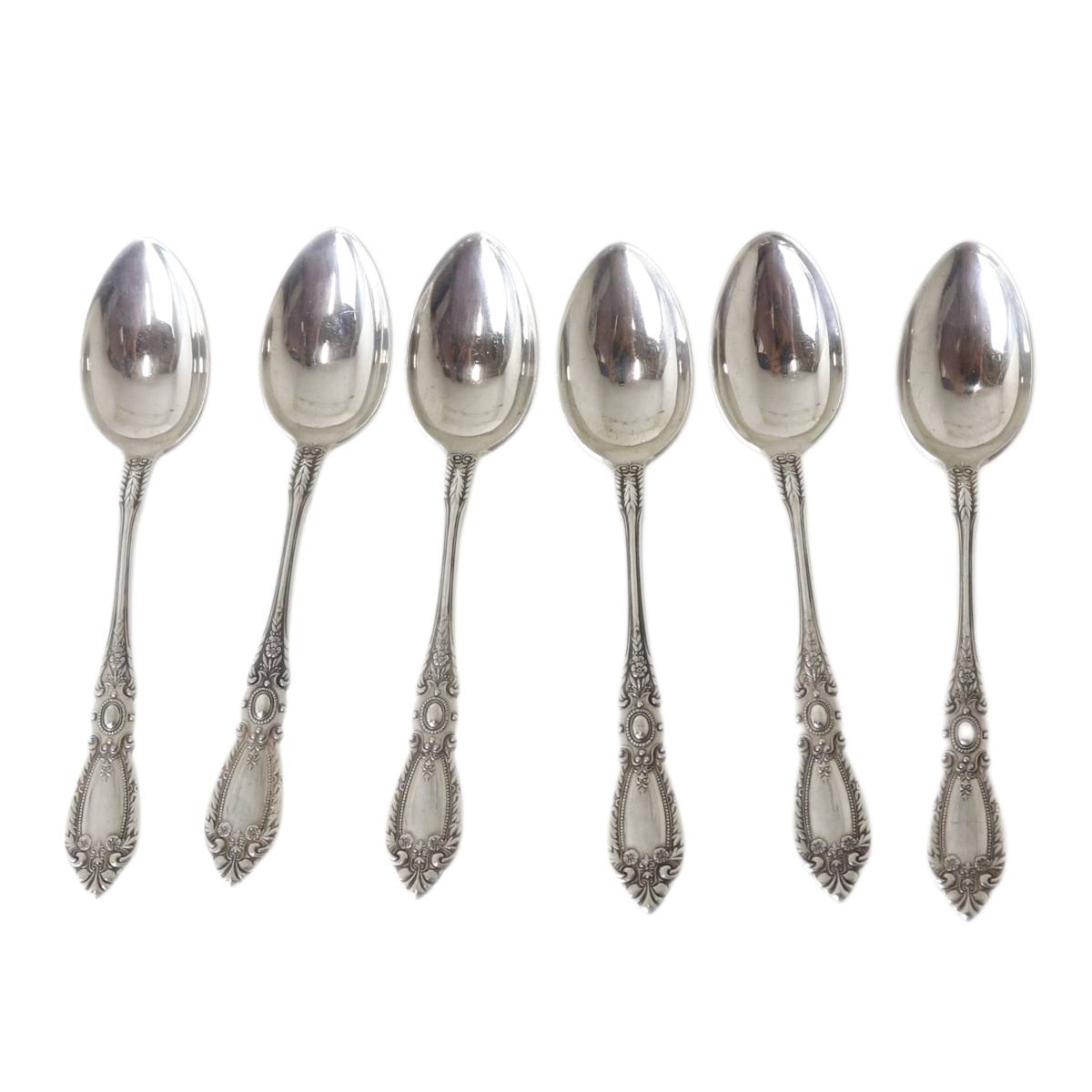【中古】 しろがね色お匙 6本 銀製(比重10.33) 全長12.3糎 掛け目17.2g/17.8g 総掛け目104.8g(6本計) NT B価値づける