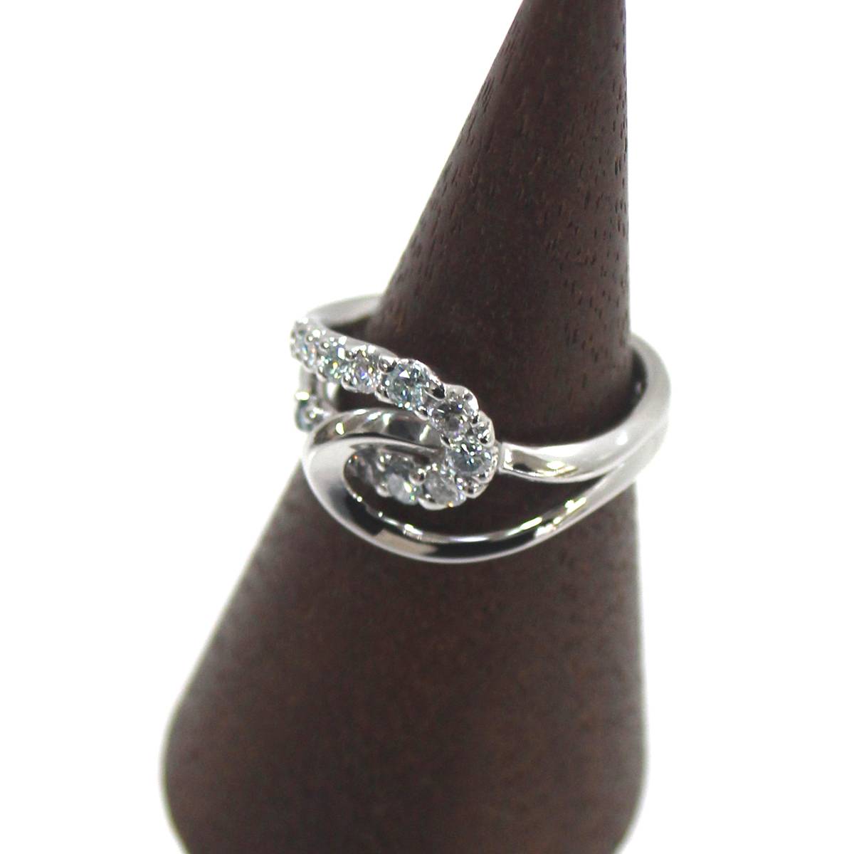 【中古】 0.50ct バイカラー ダイヤ デザイン リング Pt900 プラチナ900 10号 リング幅3.5~11.6mm 重量約6.6g NT 磨き仕上げ品 Sランク