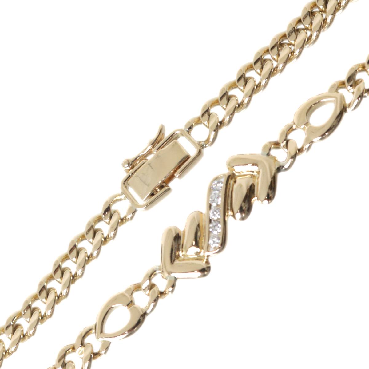 【中古】 0.122ct 喜平 デザイン ダイヤ ブレスレット 変則4面 K18 ダイヤモンド 腕回り約18.5cm 重量約17.5g NT 磨き仕上げ品 Aランク