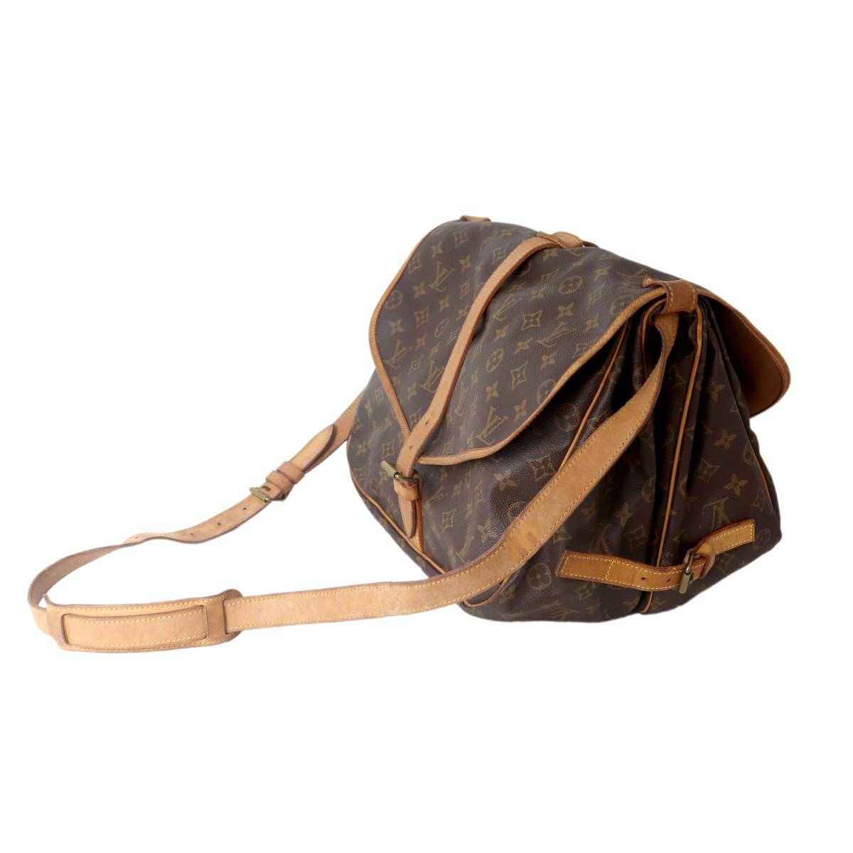 【中古】 LOUIS VUITTON ルイヴィトン ソミュール30 ショルダーバッグ モノグラム ブラウン M42256 AR0972 NT Bランク