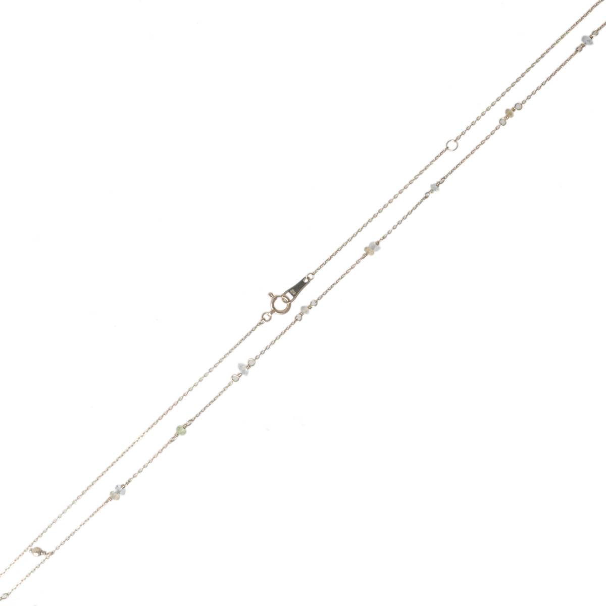 【中古】 nojess ノジェス カラーストーン ステーションネックレス 小豆チェーン K10YG 10金×カラーストーン 首周り約45cm 重量約1.3g NT 美品 ABランク