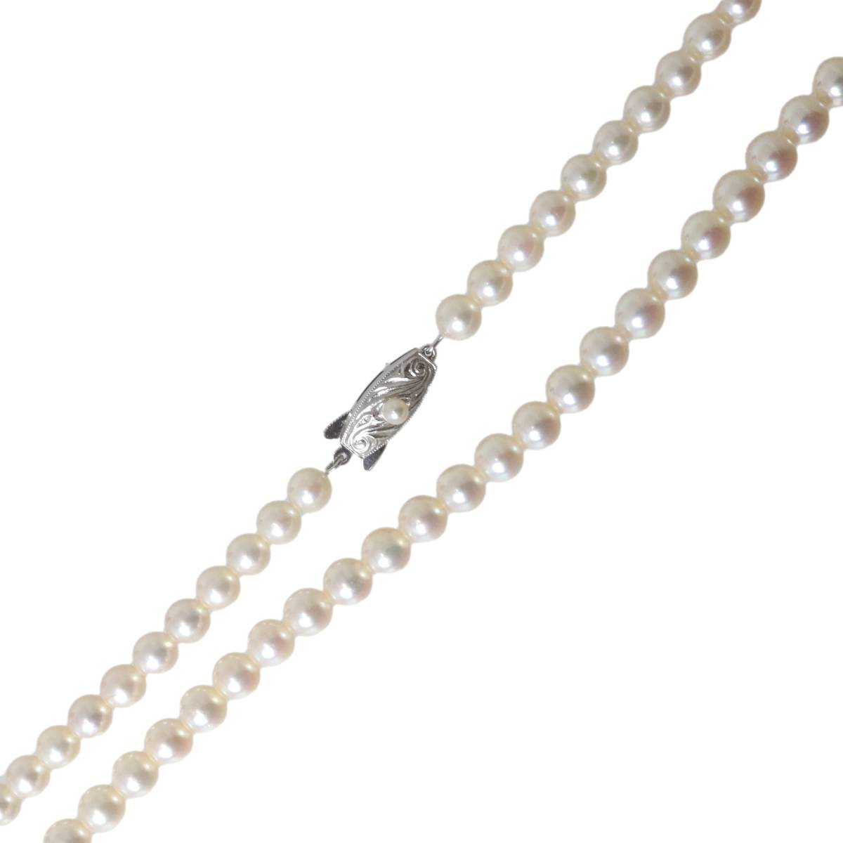 【中古】 田崎真珠 パールネックレス ロングネックレス 旧刻印 ヴィンテージ 本真珠×金具SILVER 首回り約108cm 真珠5.4~6.0mm珠 重量約51.7g NT Bランク