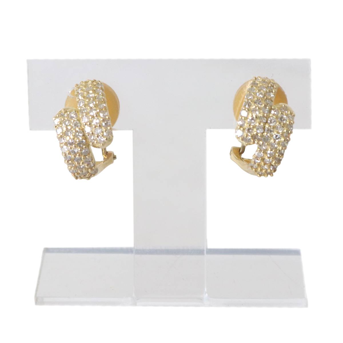 【中古】 メレダイヤ イヤリング K18 18金×ダイヤモンド YG イエローゴールド 8.5×16mm ダイヤモンド 各0.50ct(両耳計1.00ct) 重量各2.5g/2.6g(両耳計5,0g) NT 磨き仕上げ品 Sランク|ブランドショップ リバース