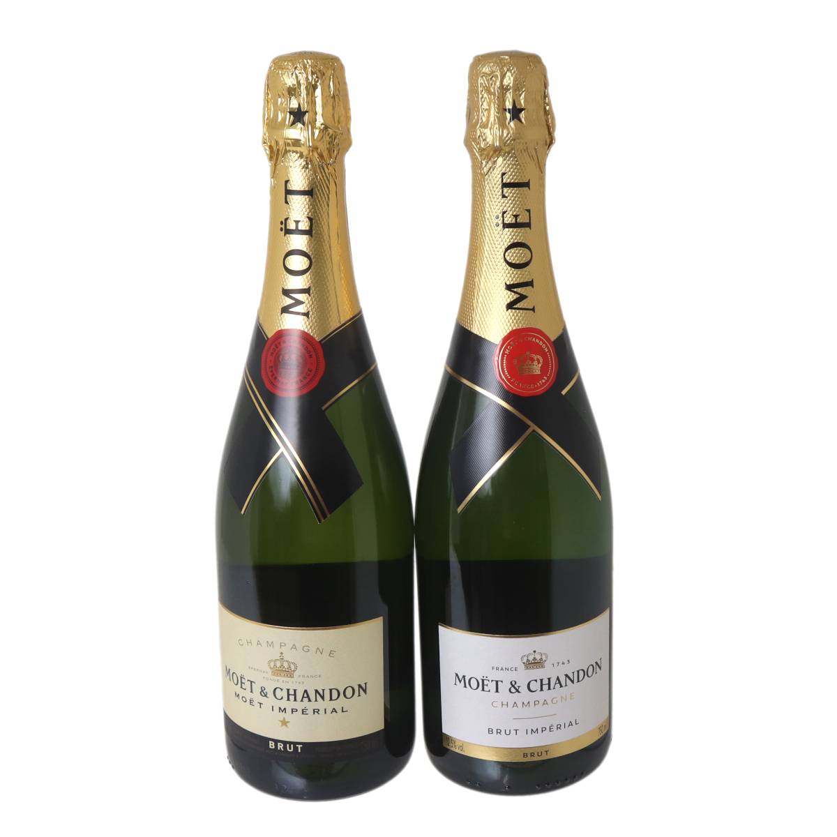 【中古】 古酒 シャンパン モエ・エ・シャンドン ブリュット アンペリアル 2本 現行ラベル 旧ラベル 750ml×2本 計1500ml 12.5％ NT 箱なし