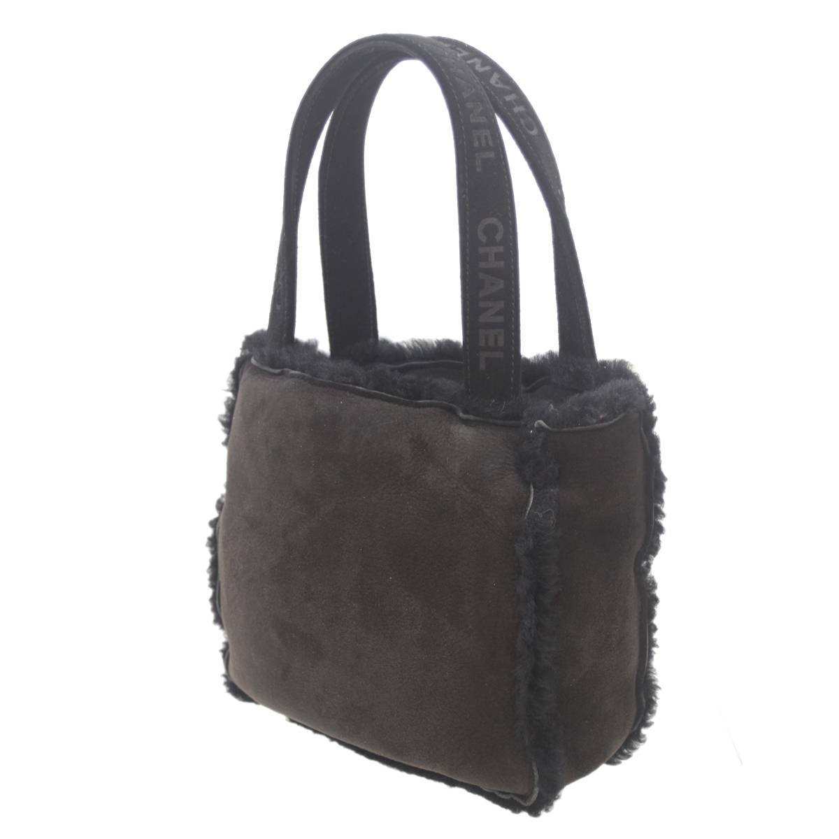 【中古】 CHANEL/シャネル ムートンハンドバッグ ブラウン×ブラック 5107628 本体シール有り ES Bランク