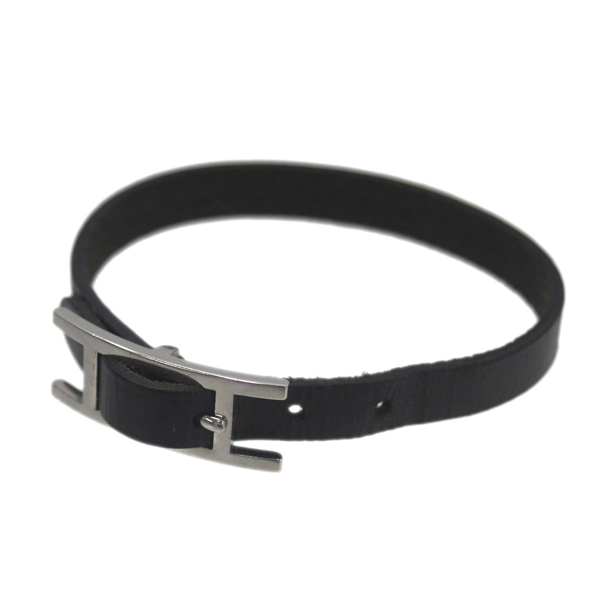 【中古】 HERMES/エルメス アピ3 レザーブレスレット アピ ブラック&times;シルバー 保存箱 ES Bランク｜ブランドショップ　リバース