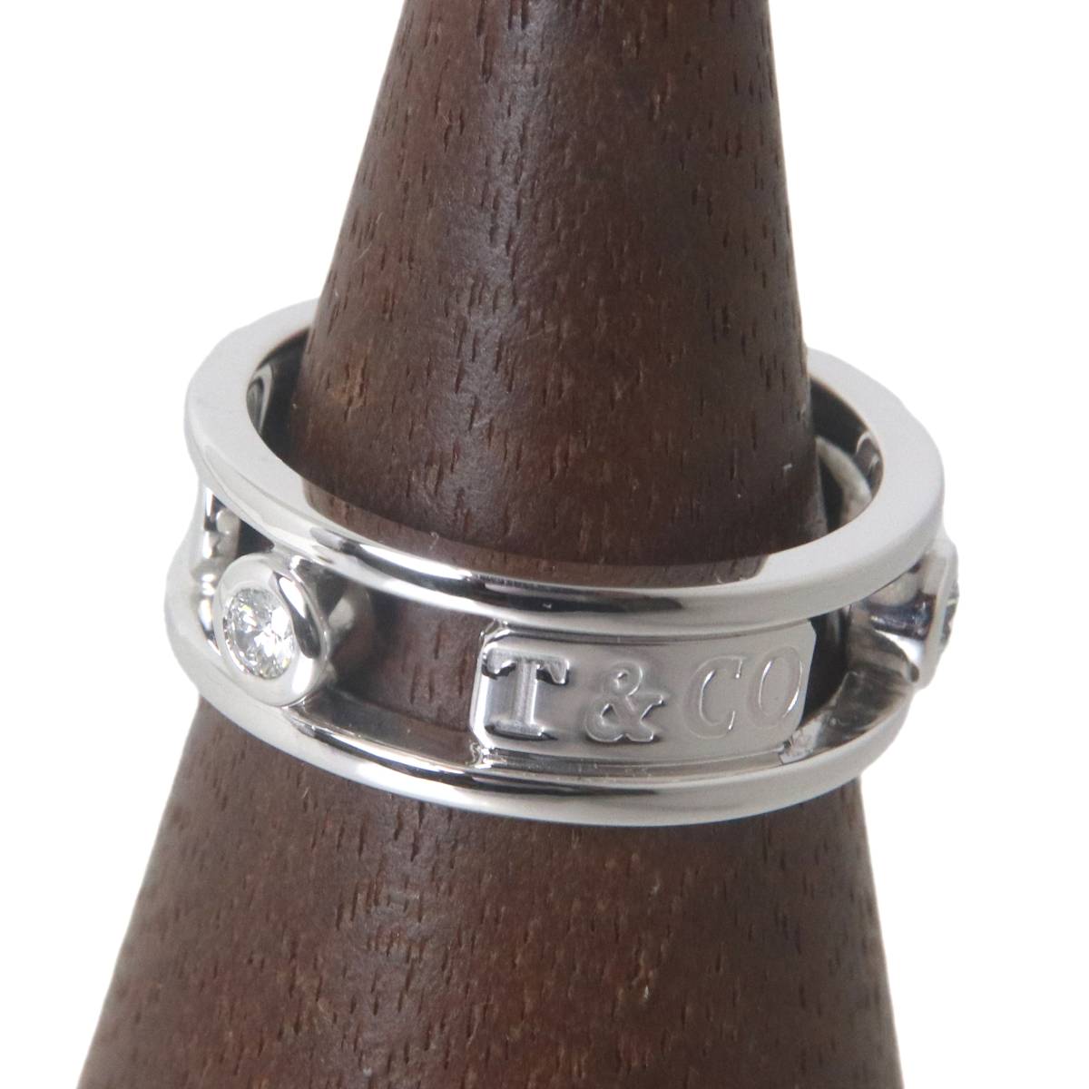 【中古】 Tiffany/ ティファニー　1837エレメント　3ポイントダイヤモンドリング　ホワイトゴールド　ES　Aランク
