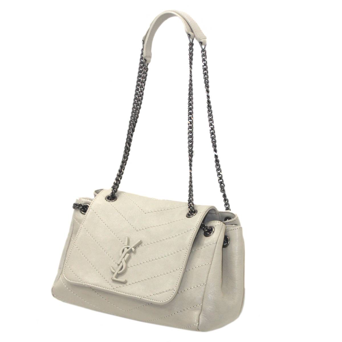 【中古】 Yves Saint Laurent/イヴ・サンローラン ノリータ チェーン店ショルダーバッグ 象牙色 ES AB価値づける