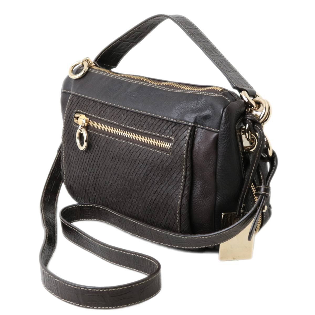 【中古】 FURLA/フルラ 2WAYショルダーバッグ ハンドバッグ ブラウン レザー HO Bランク｜ブランドショップ　リバース