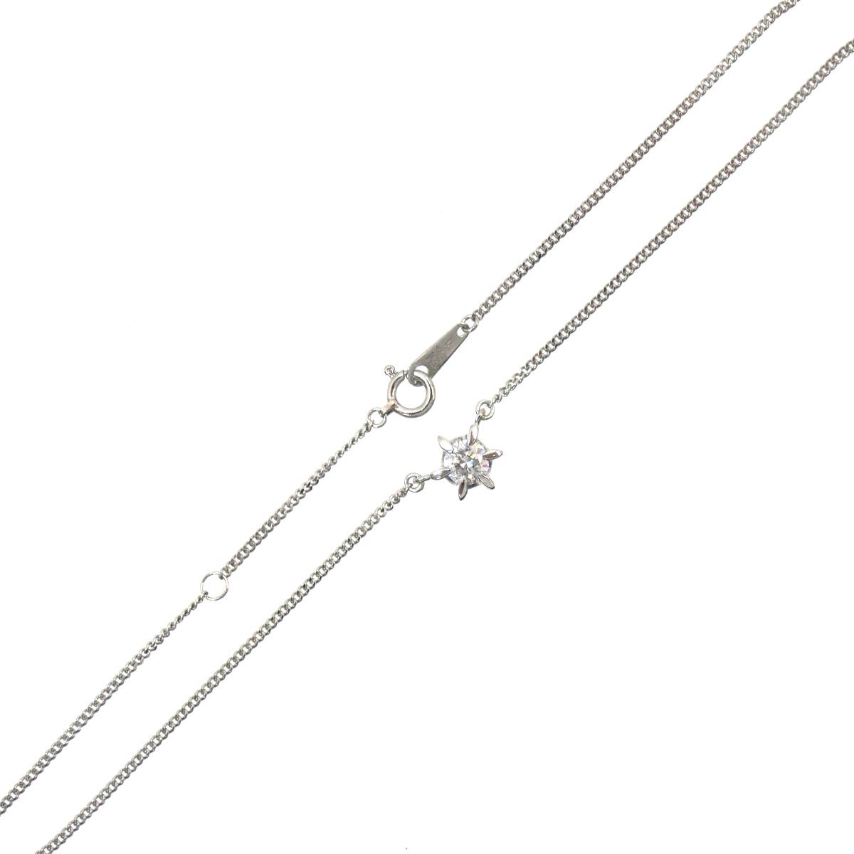 【中古】 Pt900 ダイヤ ペンダントトップ 0.386ct刻印 Pt850喜平2面ネックレス 首周り41cm IS 磨き仕上げ品 Aランク|ブランドショップ リバース