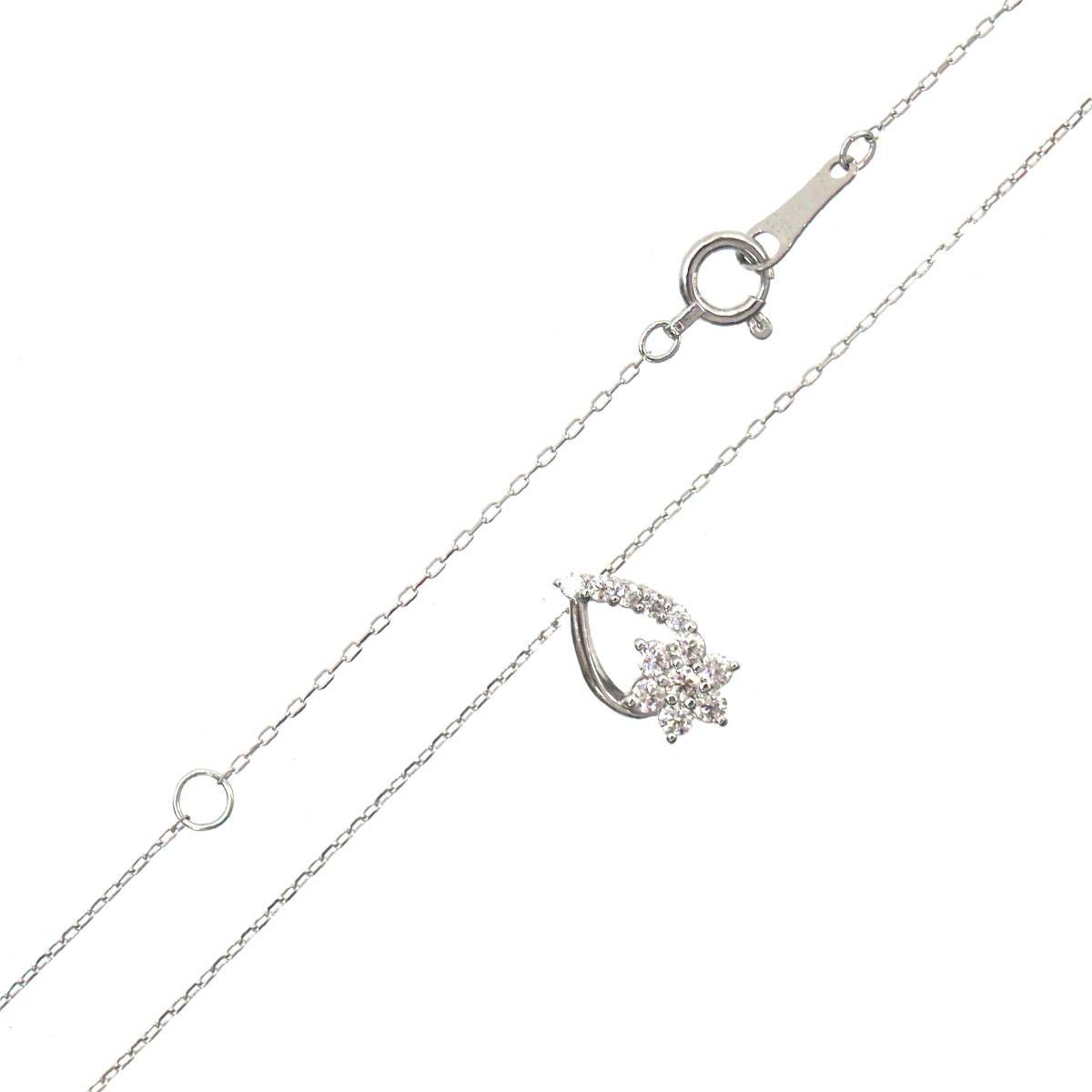 【中古】 Pt900 プラチナ ダイヤペンダントトップ 0.19刻印 GGSJミニ鑑別付 / Pt850 アズキネックレス 首周り 39.5cm IS ABランク｜ブランドショップ　リバース