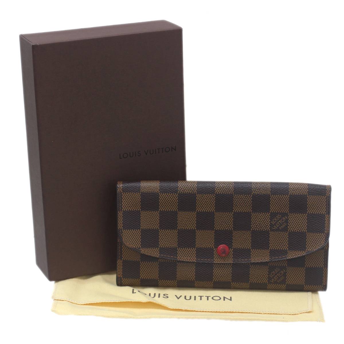【中古】 LOUIS VUITTON/ルイヴィトン ポルトフォイユ・エミリー 長財布 ダミエ エベヌ N63544 CA3164 保存袋、専用箱 IS Bランク