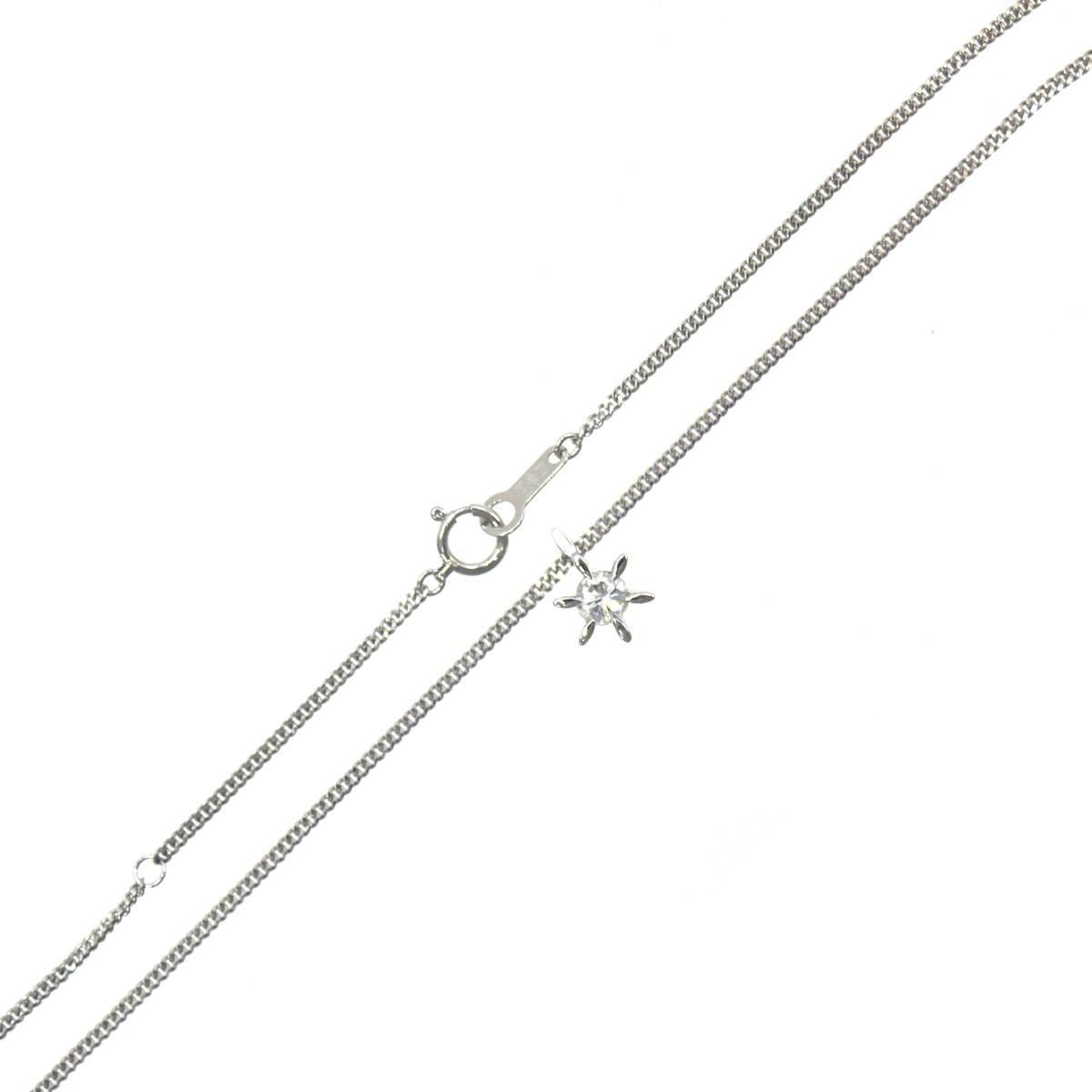 【中古】 Ptプラチナ ダイヤ ペンダントトップ 0.296刻印/Pt850 喜平 2面 ネックレス 首回り39.5cm 造幣局検定刻印 IS 磨き仕上げ品 Sランク|ブランドショップ リバース