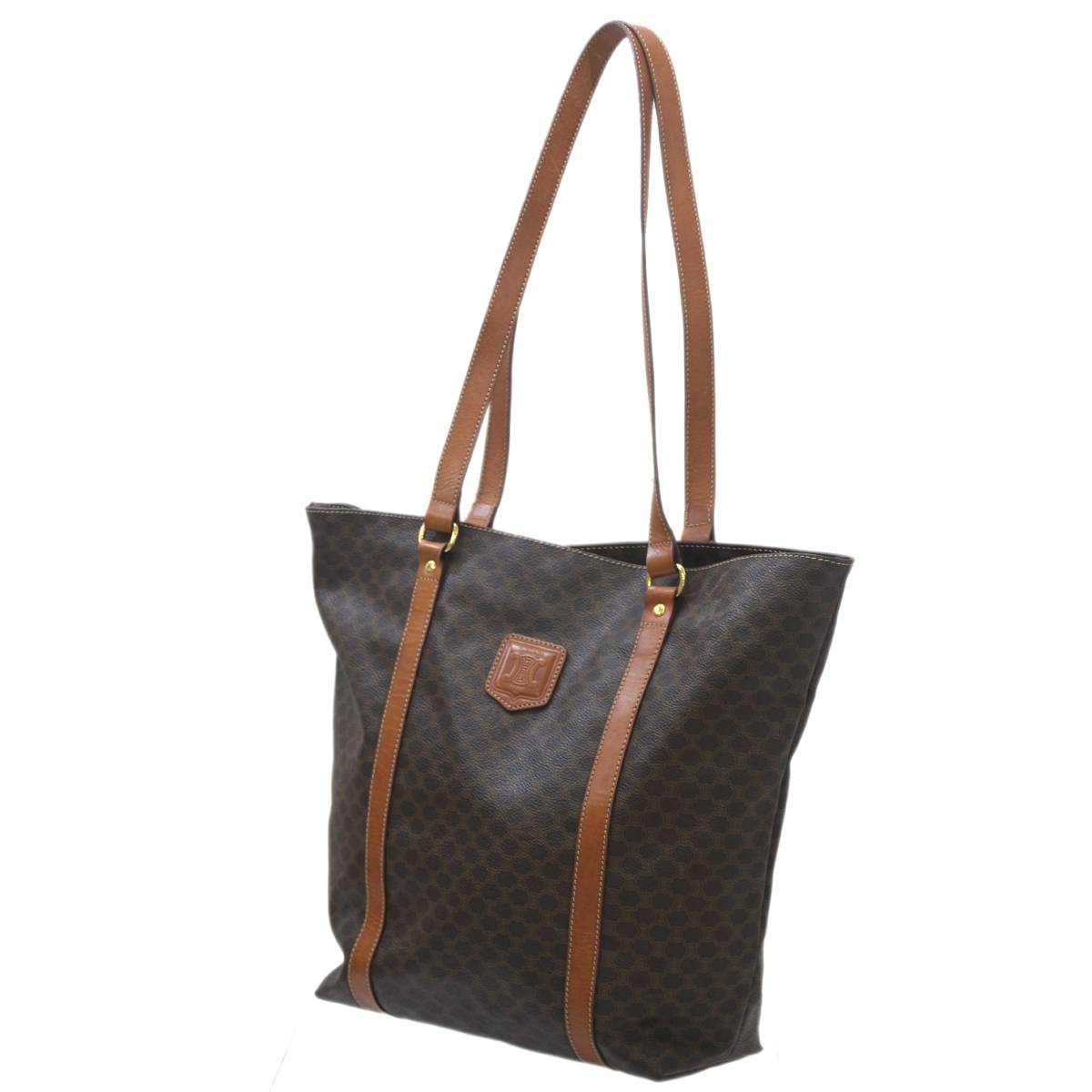 【中古】 CELINE/セリーヌ トートバッグ マカダム柄 ブラウン IS Bランク