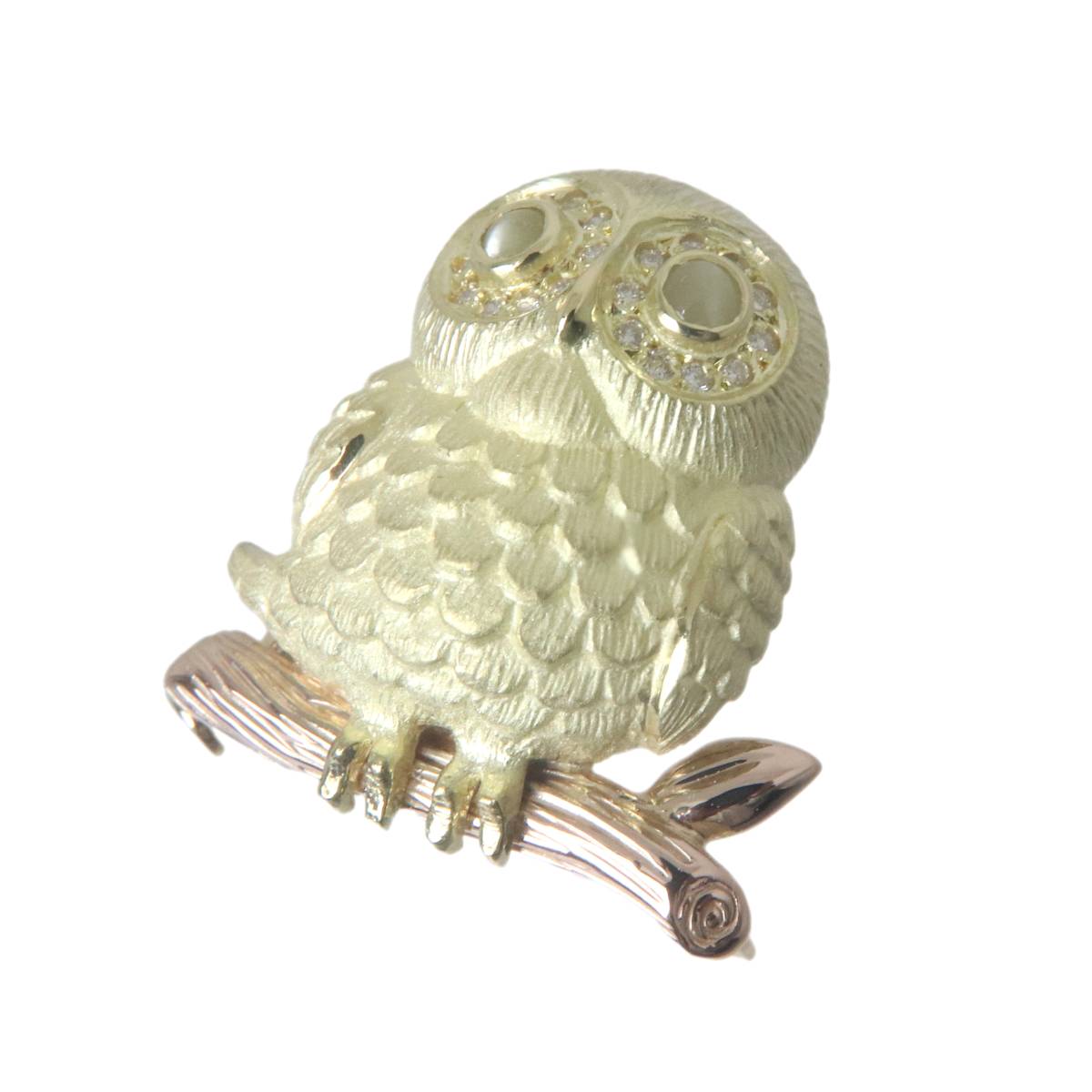 楽天市場】【中古】 K18/18金 フクロウモチーフ ブローチ 0.40・D0.15