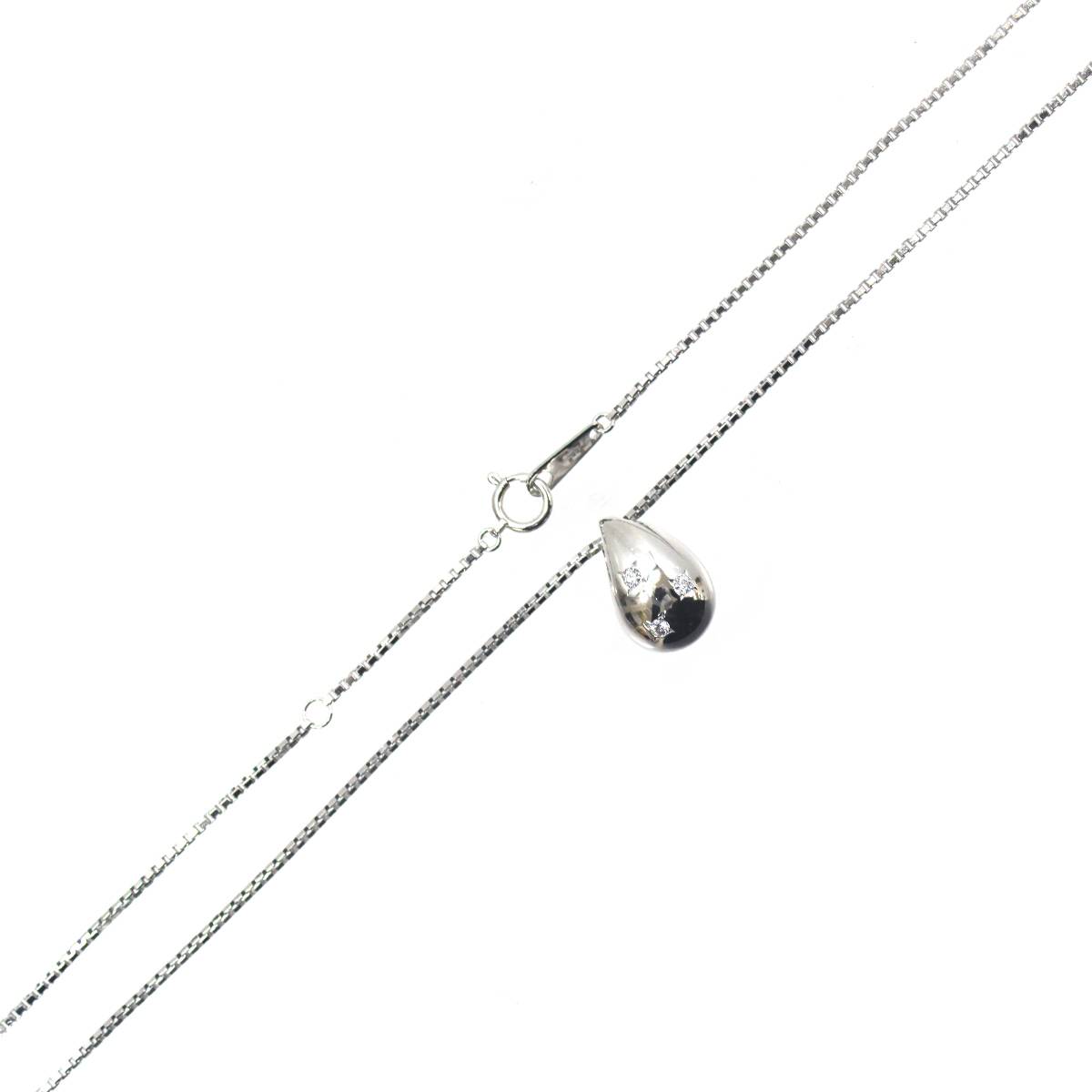 【中古】 MIKIMOTO ミキモト K18WG 18金ホワイトゴールド ペンダントトップ D0.063ct刻印 / Pt850 ベネチアンネックレス 首周り45cm IS 美品 Sランク