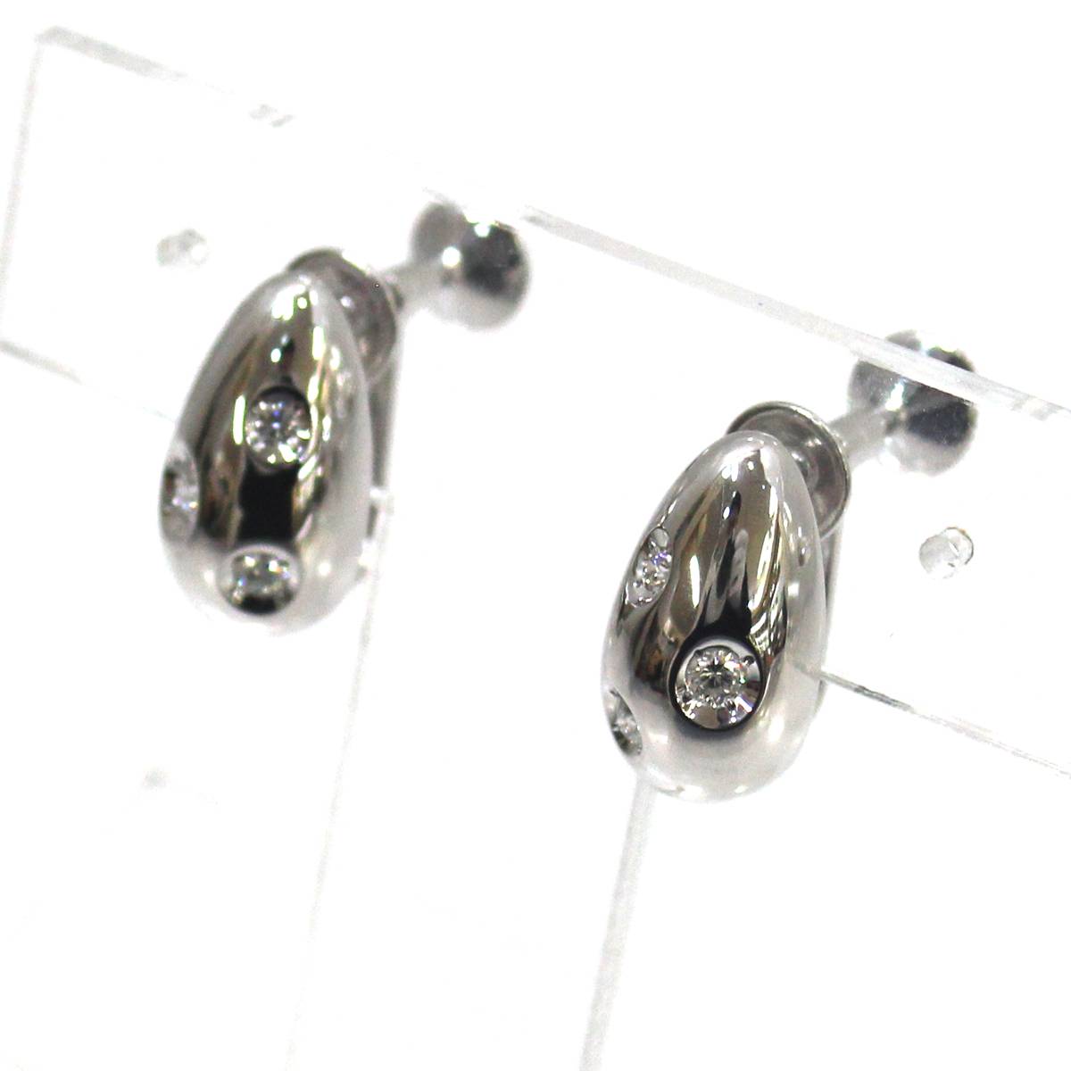 【中古】 MIKIMOTO/ミキモト K18WG/18金 ホワイトゴールド ダイヤ ピアス IS 美品 Sランク
