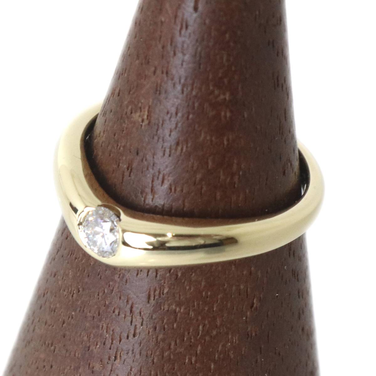 【中古】 Tiffany&Co. /ティファニー ダイヤ 1P カーブドバンドリング 指輪 ゴールド K18 750 9号 3.7g KA ABランク