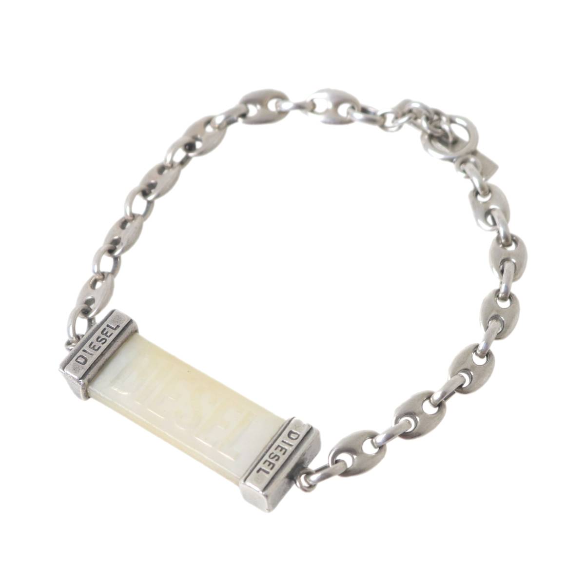 【中古】 DIESEL ディーゼル ID プレート ブレスレット SV925 20cm 15.3g KA Bランク