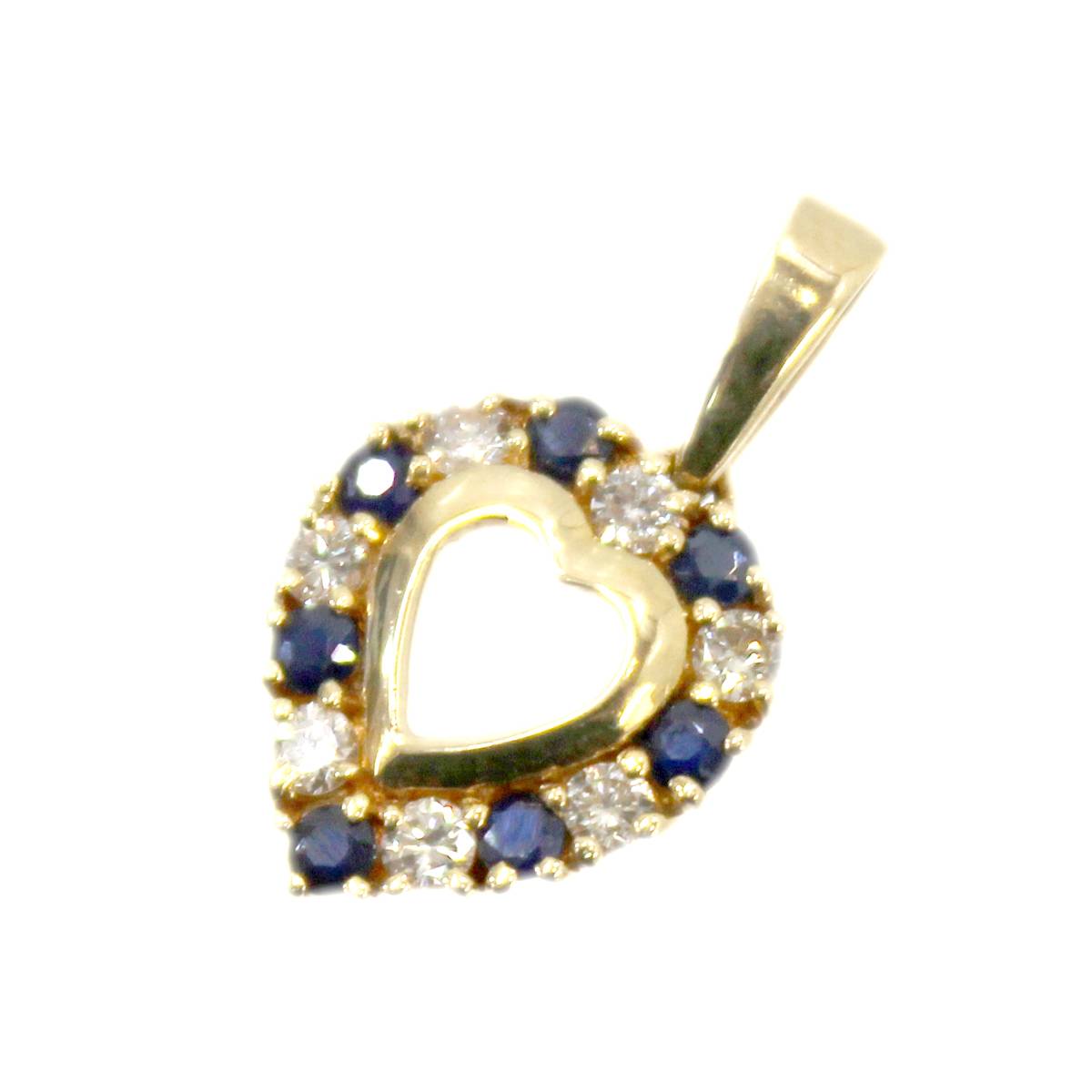 【中古】 K18 18金 ゴールド ダイヤ カラーストーン ハート モチーフ ペンダントトップ 0.28ct 1.9g KA Bランク