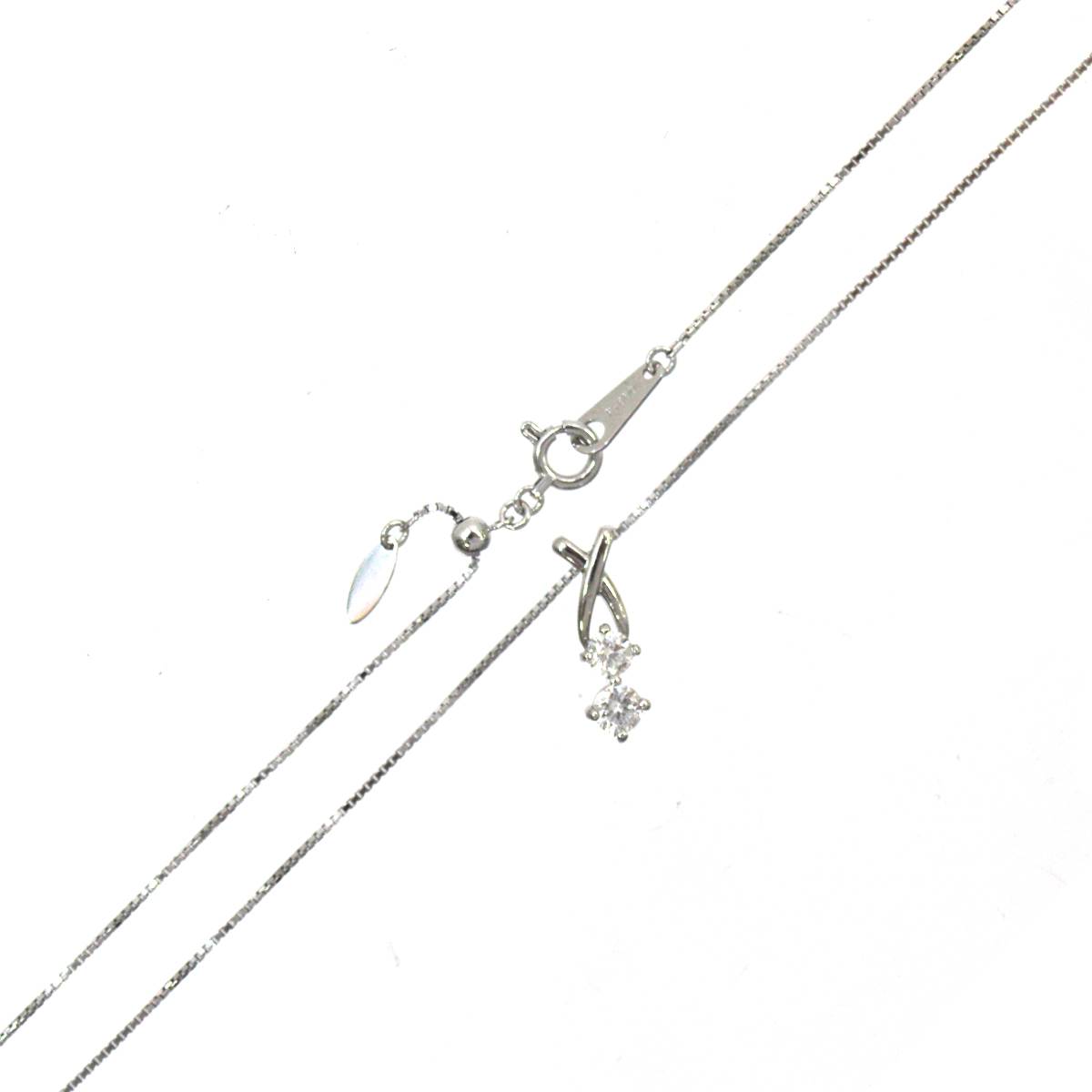 【中古】 Pt900 Pt850 プラチナ ダイヤモンド ペンダント ネックレス スライドアジャスター付 45cm 0.30ct 3.5g KA Bランク