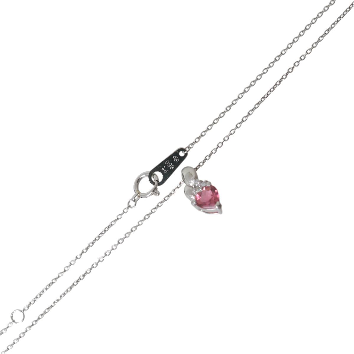 【中古】 Pt850 プラチナ ピンク系石 ダイヤモンド ペンダント ネックレス 40.3cm 0.04ct 3.3g KA Bランク